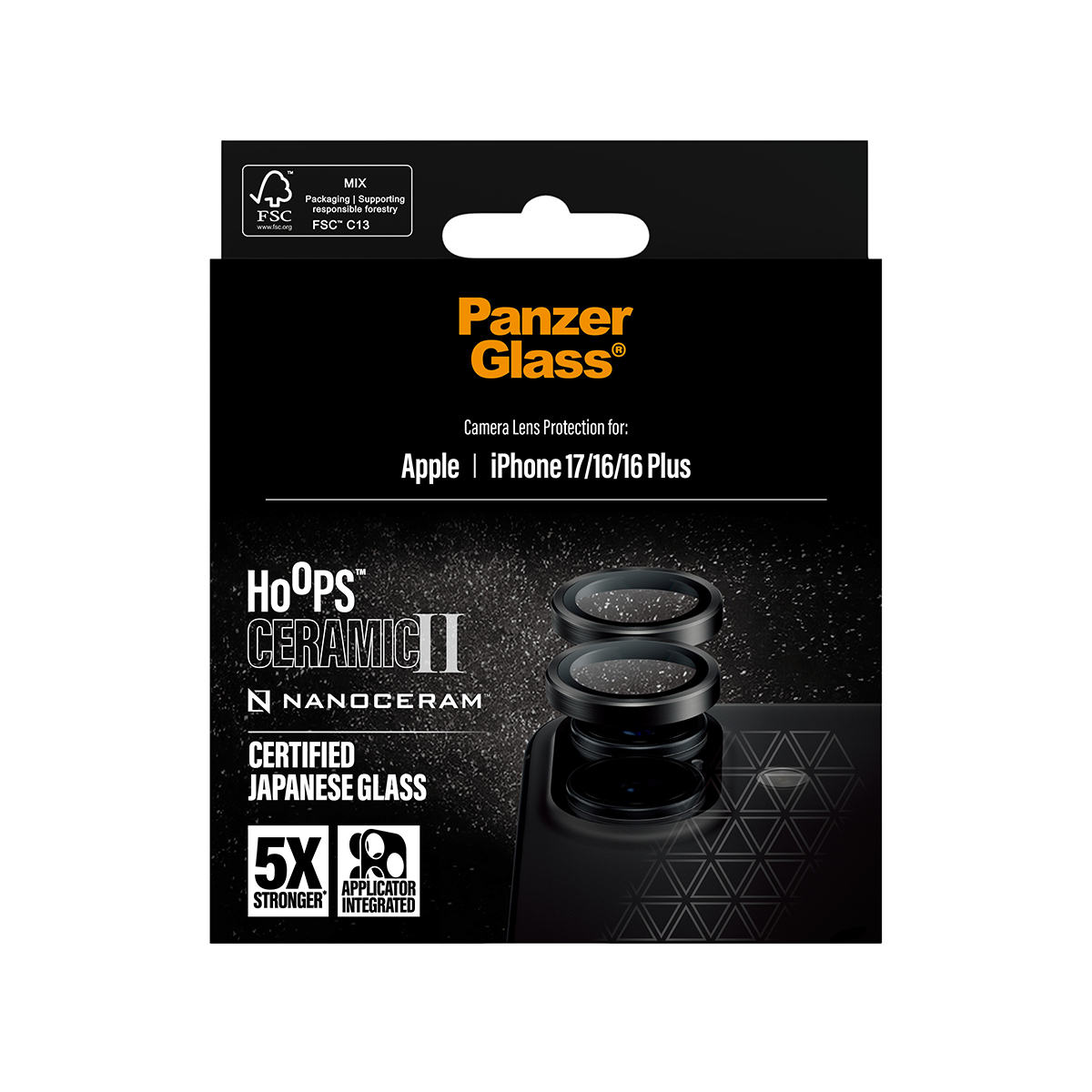 PanzerGlass � Hoops� Ceramic II Camera Lens Protector iPhone 17 | iPhone 16 | 16 Plus Protection d�cran transparent Apple 1 pi�ce(s)