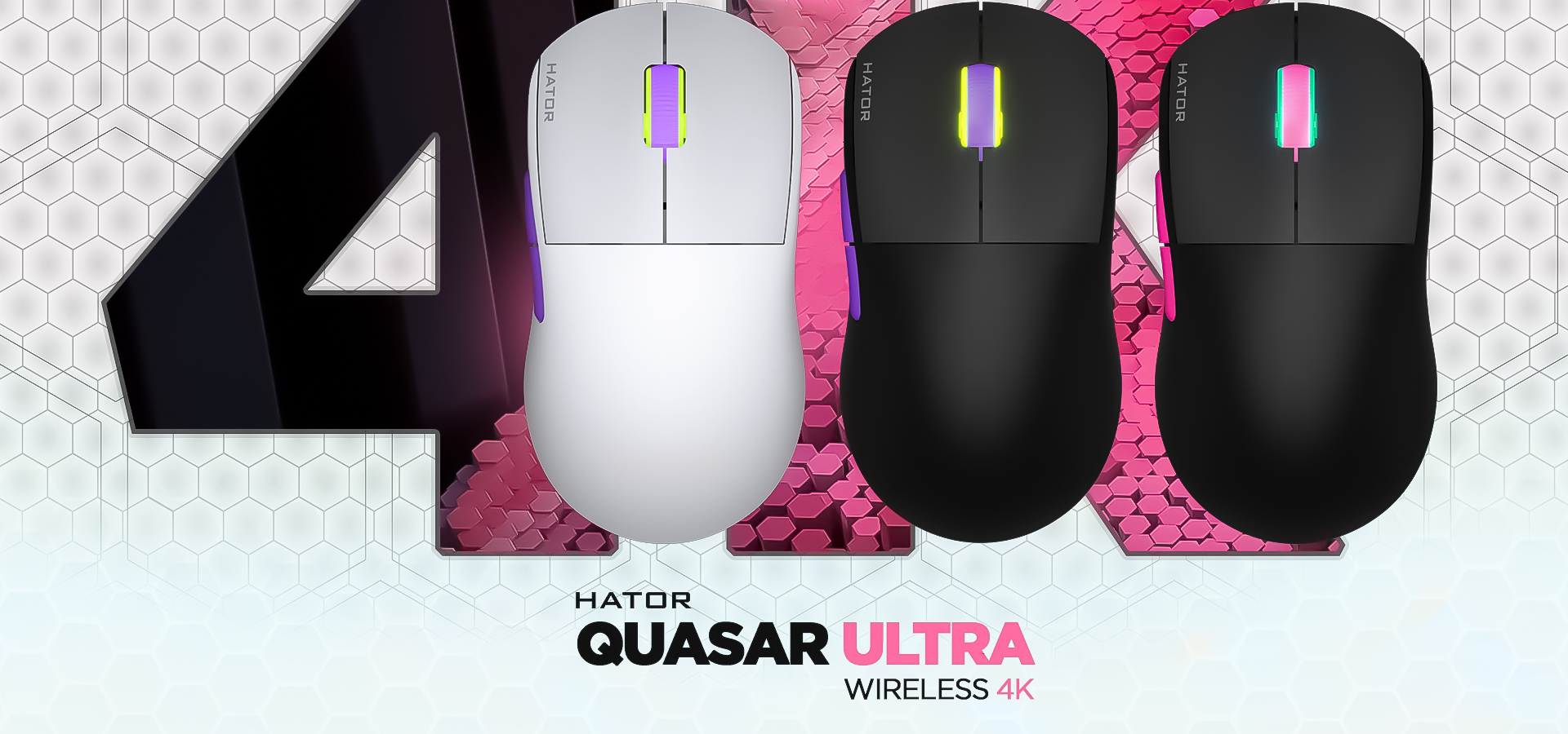 HATOR Quasar 2 Ultra 4K Wireless mouse Home Right-hand RF Wireless + Bluetooth + USB Type-A Optical 26000 DPI
