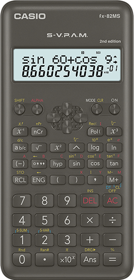 Calculatrice Scientifique Casio Fx-82MS - 12 Chiffres, 2 Lignes, Fonctions Trigo/log, Pile AAA, étui, Garantie 3 Ans