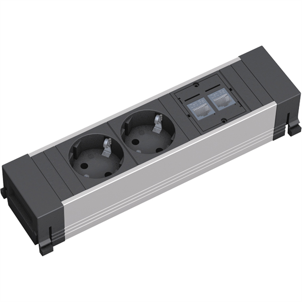 Bachmann 317.101 power extension 0.1 m 2 AC outlet(s) Black, Silver