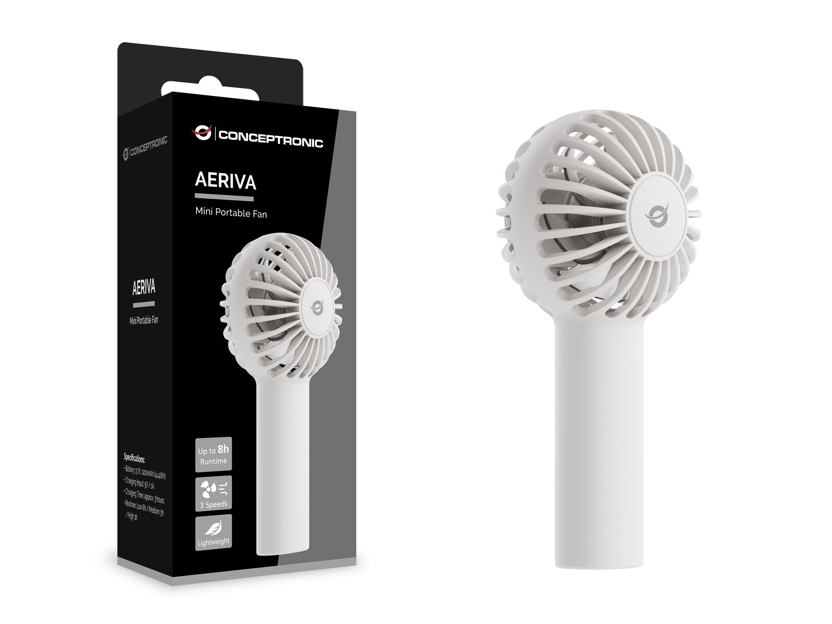 Conceptronic AERIVA01W nebulizzatore e ventilatore portatile personale Bianco