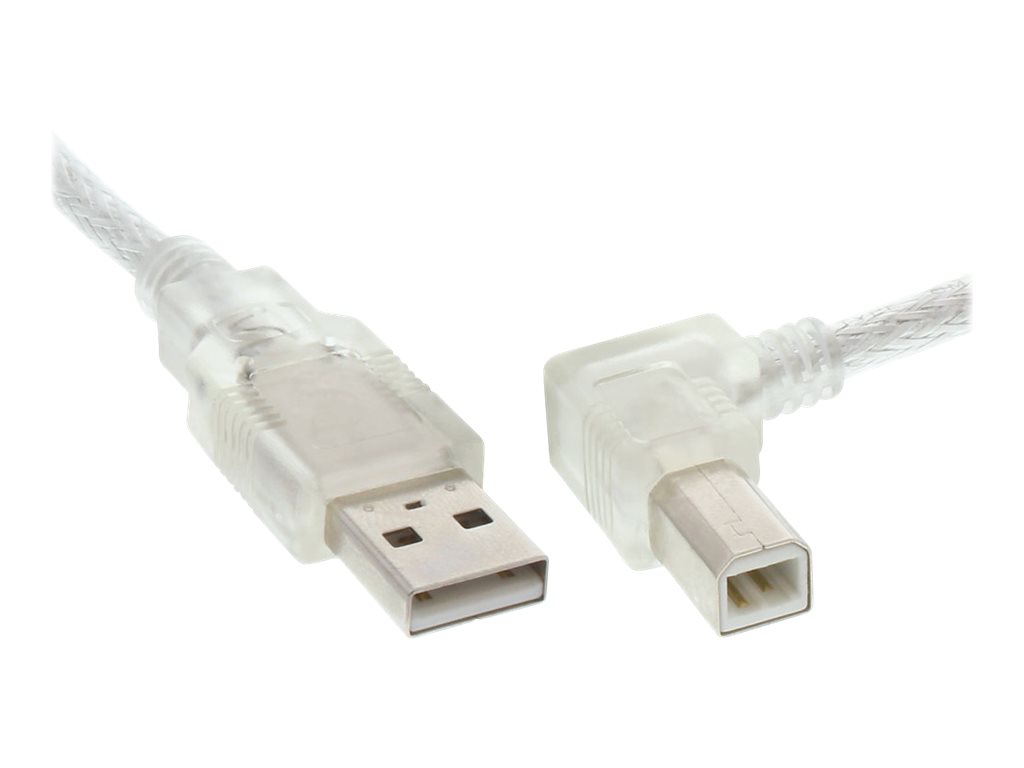 InLine USB 2.0 Cable right angled Type A male / B male transparent 0.3m