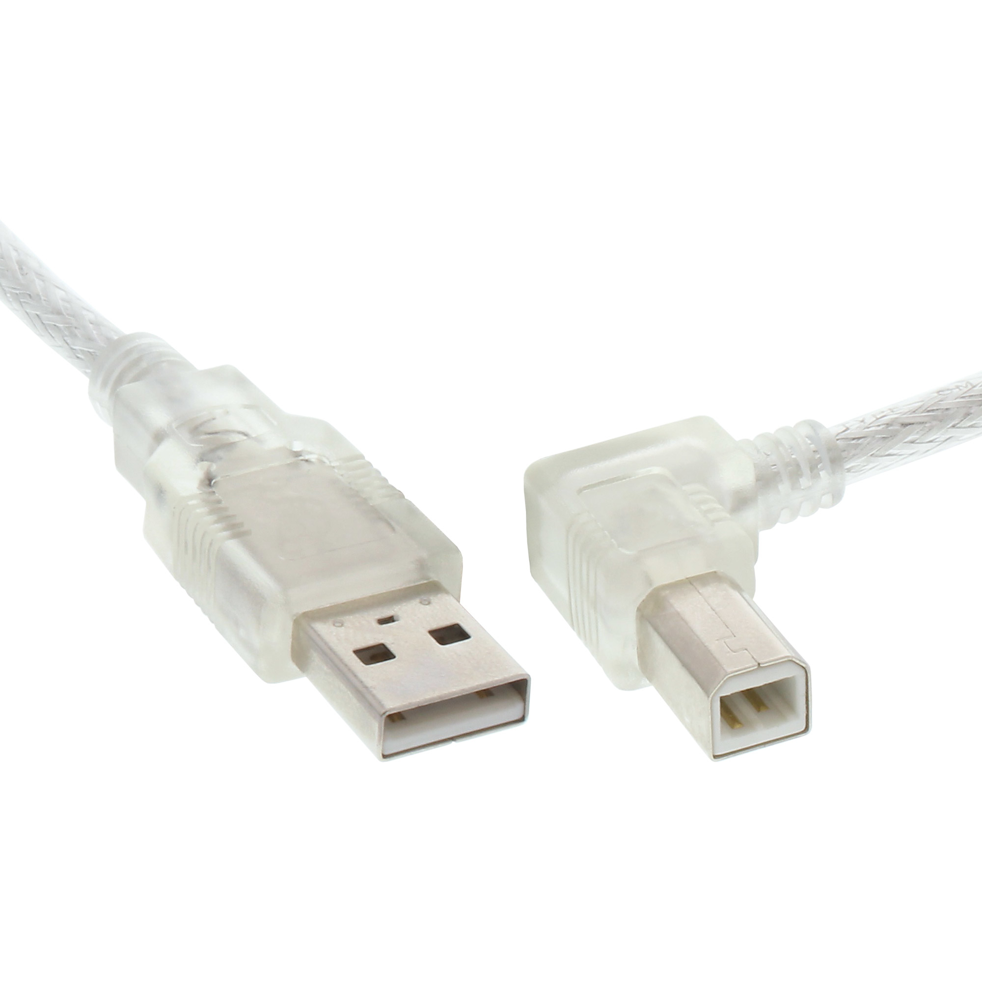 InLine USB 2.0 Cable right angled Type A male / B male transparent 0.3m