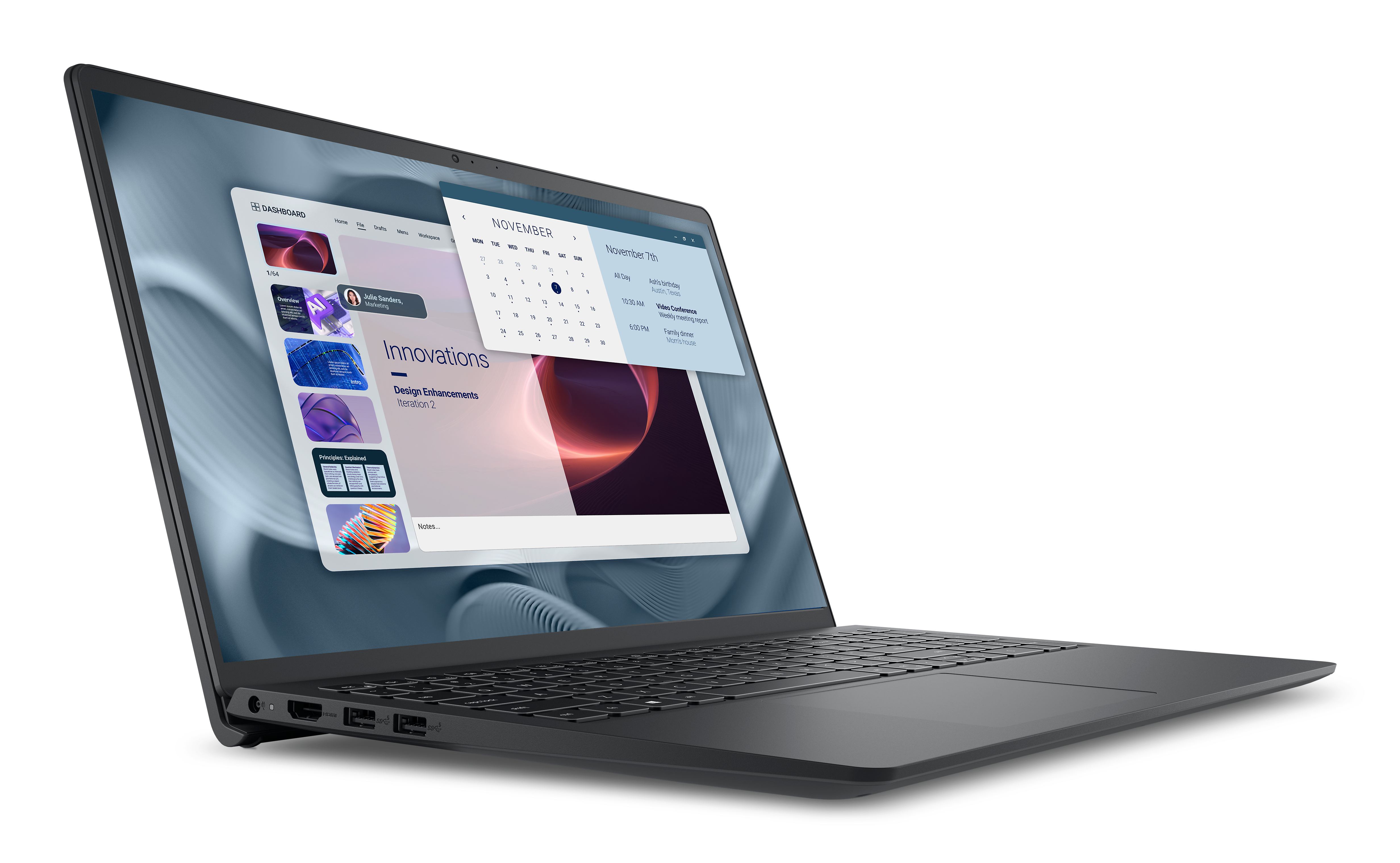 DELL Pro 15 Essential PV15250 Intel� Core i7 i7-1355U Ordinateur portable 39,6 cm (15.6) Full HD 16 Go DDR5-SDRAM 1 To SSD Wi-Fi 6 (802.11ax) Windows 11 Pro Allemand Noir