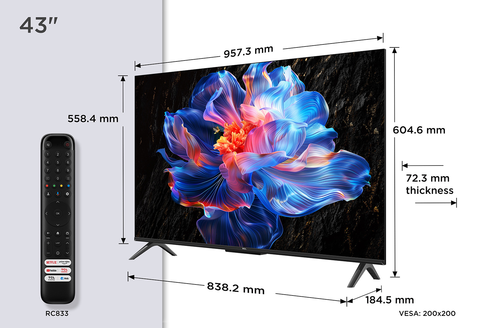 TCL V6C 43V6C Televisor 109,2 cm (43) 4K Ultra HD Smart TV Wifi Met�lico 260 cd / m�