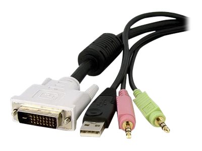 StarTech.com Cable de 4,5m para Switch Conmutador KVM 4en1 DVI-D Dual Link Doble Enlace USB con Audio Micrfono