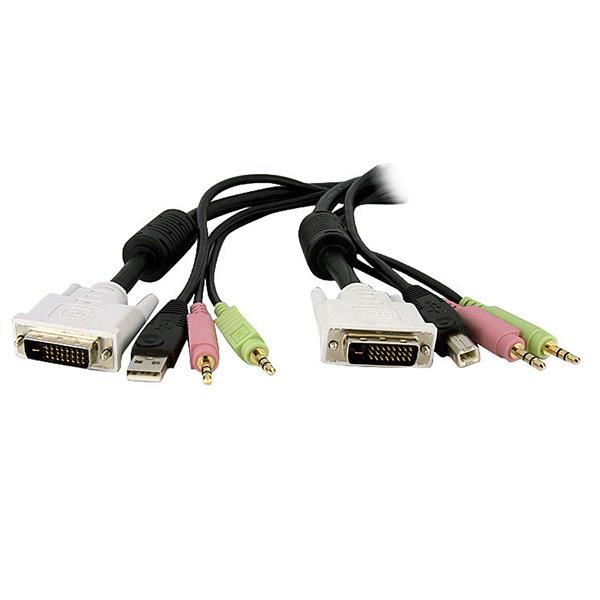 StarTech.com Cable de 4,5m para Switch Conmutador KVM 4en1 DVI-D Dual Link Doble Enlace USB con Audio Micrfono