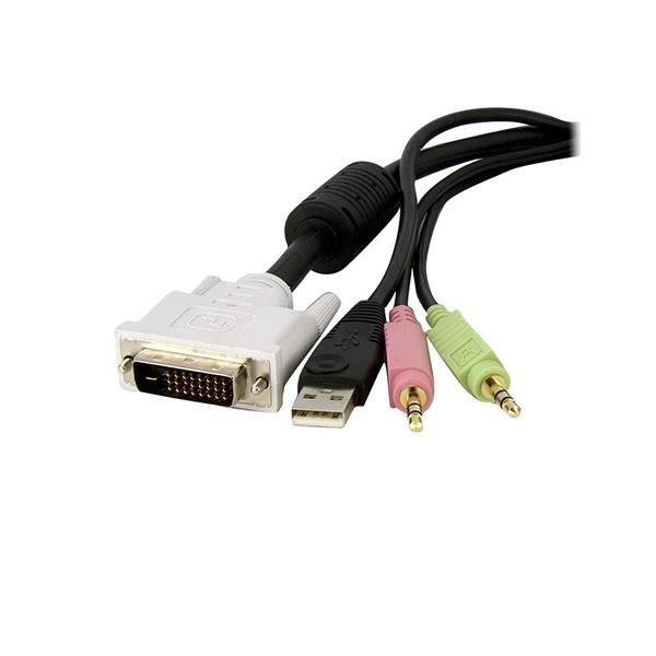 StarTech.com Cable de 4,5m para Switch Conmutador KVM 4en1 DVI-D Dual Link Doble Enlace USB con Audio Micrfono