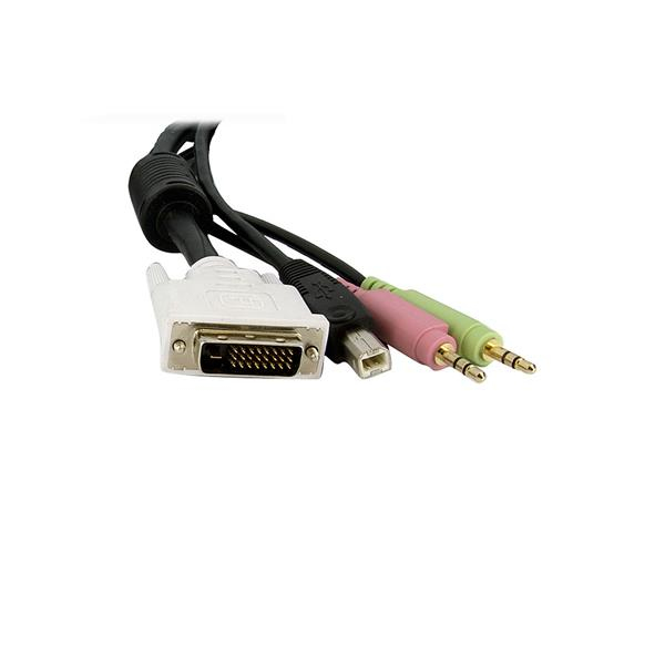 StarTech.com Cable de 4,5m para Switch Conmutador KVM 4en1 DVI-D Dual Link Doble Enlace USB con Audio Micrfono