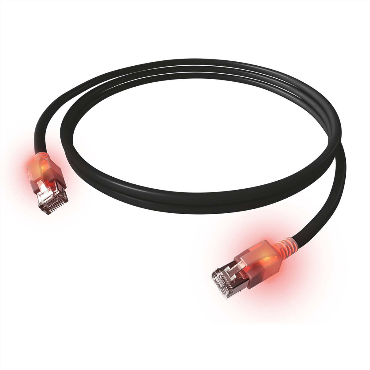 EasyLan saCon DualBoot LED-Patchkabel S/FTP Kat.6A 7m schwarz - Kabel - Netzwerk