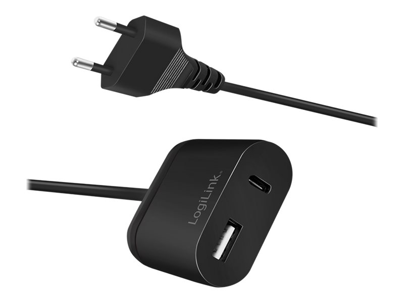LogiLink Netzteil - 12 Watt - Fast Charge - 2 Ausgabeanschlussstellen (USB, USB-C)