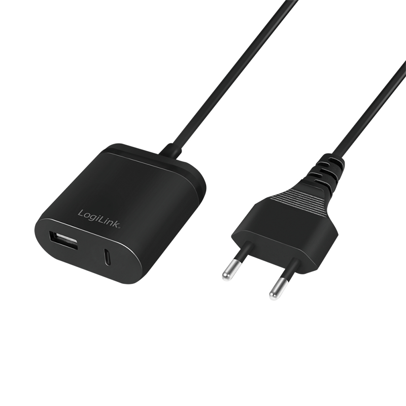 LogiLink Netzteil - 12 Watt - Fast Charge - 2 Ausgabeanschlussstellen (USB, USB-C)