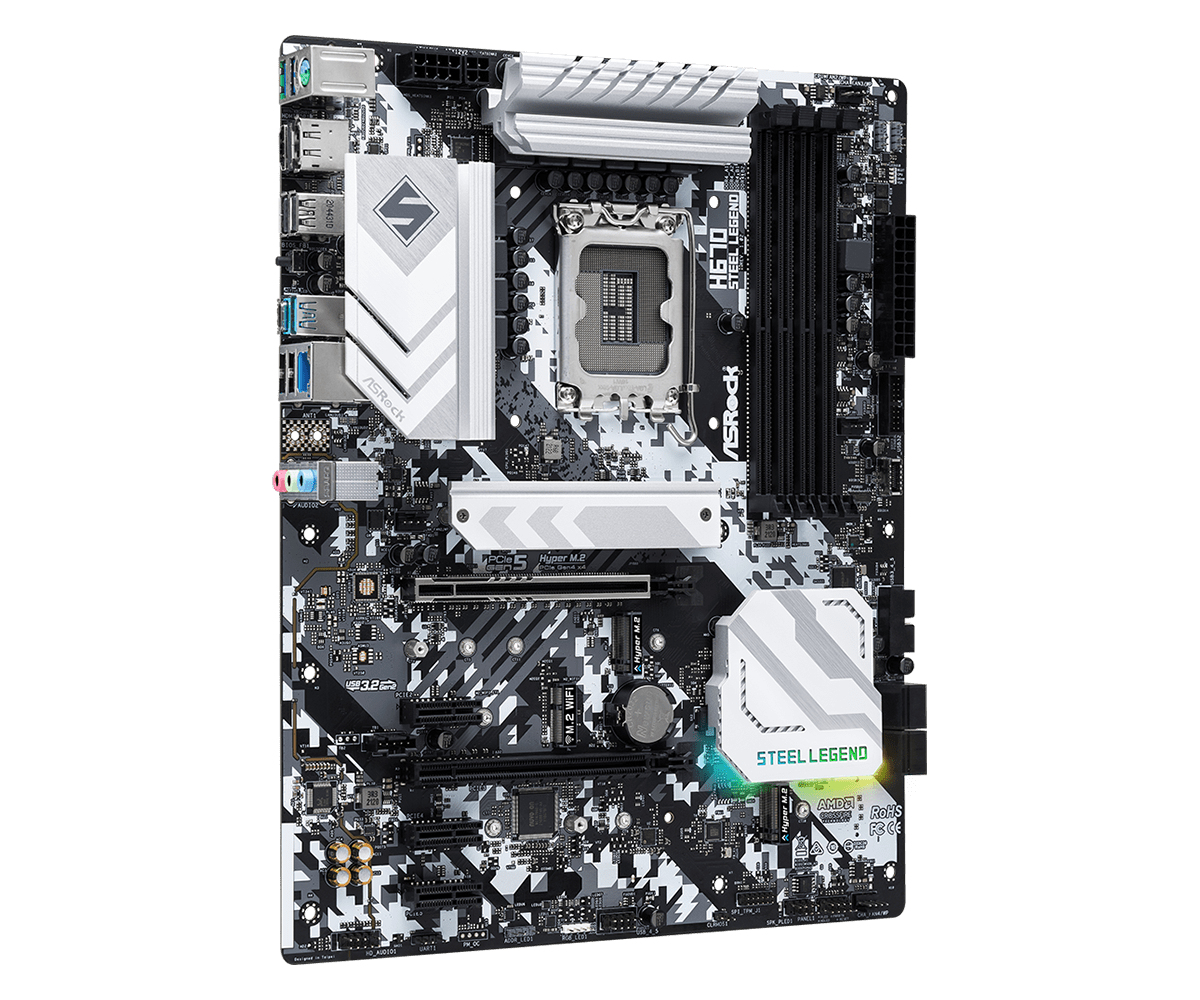 ASRock H670 Steel Legend - Motherboard - ATX - LGA1700-Sockel - H670 Chipsatz - USB-C Gen2, USB 3.2 Gen 1, USB 3.2 Gen 2, USB-C Gen 2x2 - 2.5 Gigabit LAN - Onboard-Grafik (CPU erforderlich)