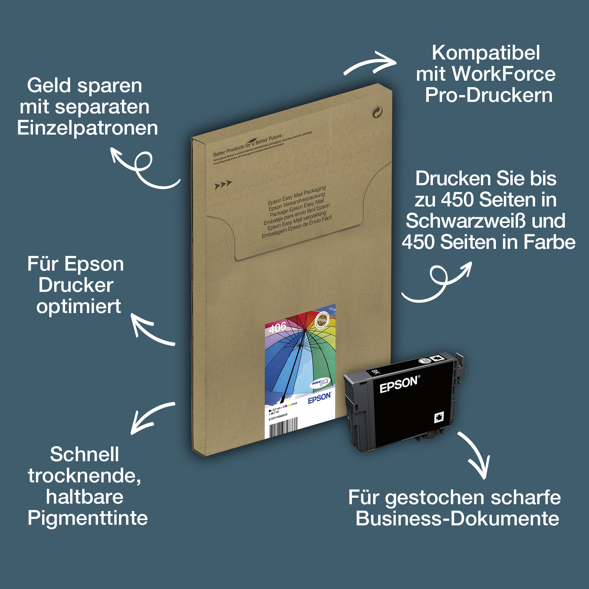 Epson Multipack 4-colour 406 Umbrella DURABrite Ultra EasyMail Ink
