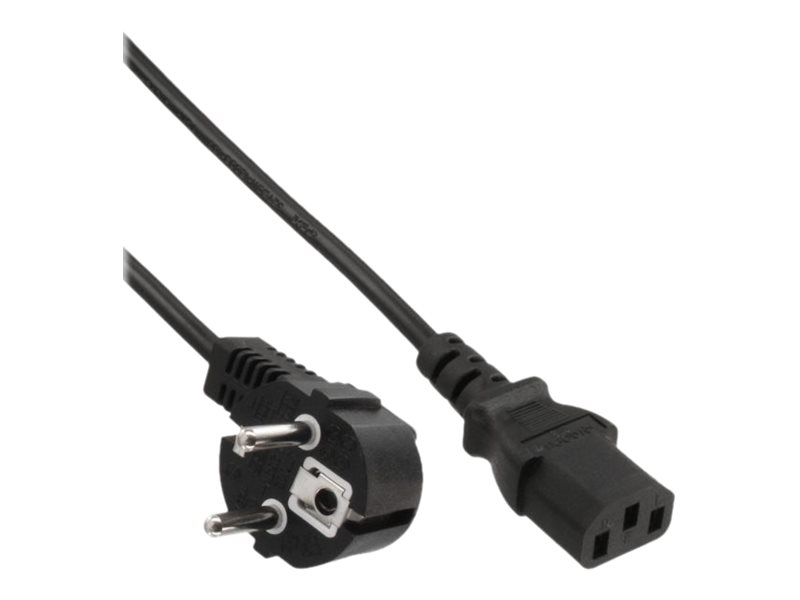 InLine power cable, CEE 7/7 angled / 3pin IEC C13 male, 0.5m