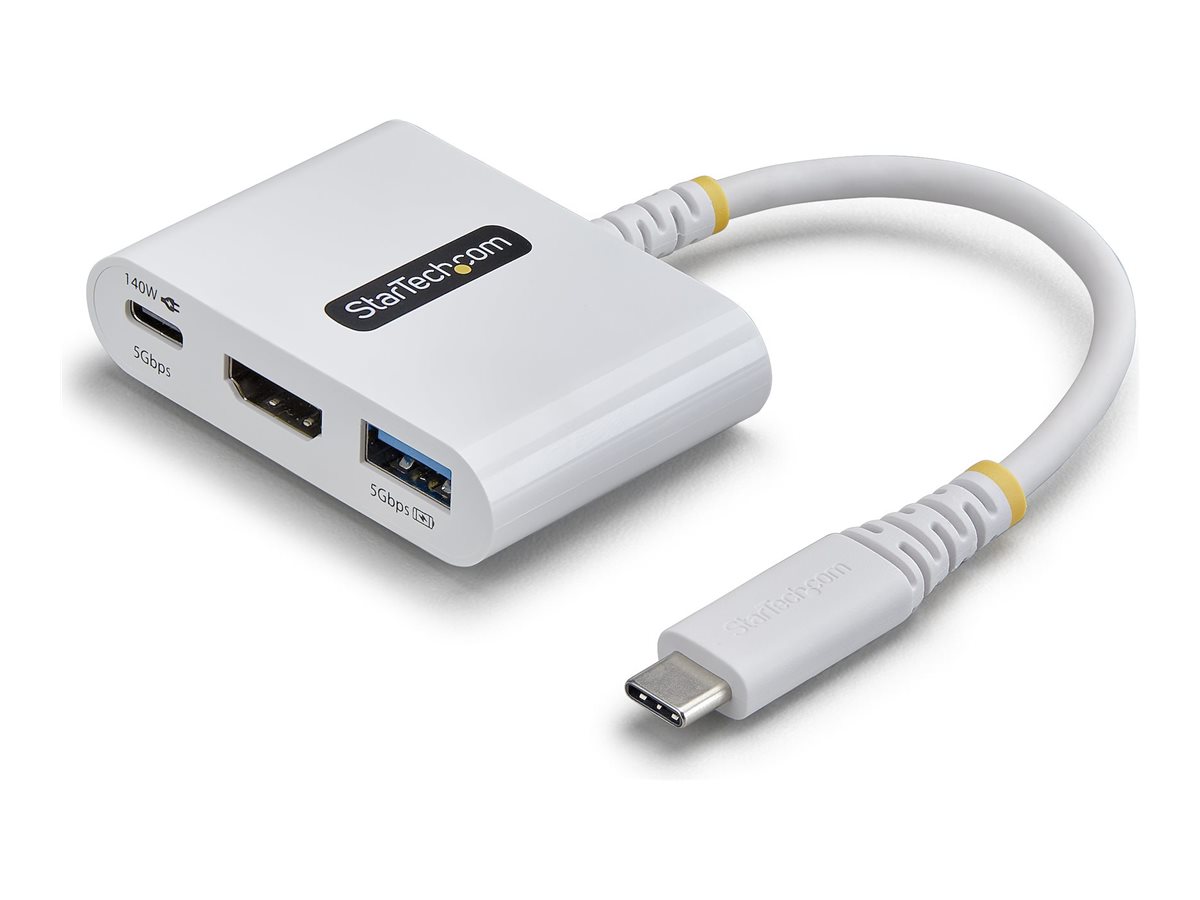 StarTech.com Adattatore Multiporta USB-C a HDMI con Ricarica PD 140W, HDMI 4K 60Hz, Hub USB 5Gbps, Mini Dock per MacBook, Dell, ThinkPad, HP, iPad, Tablet, Nero