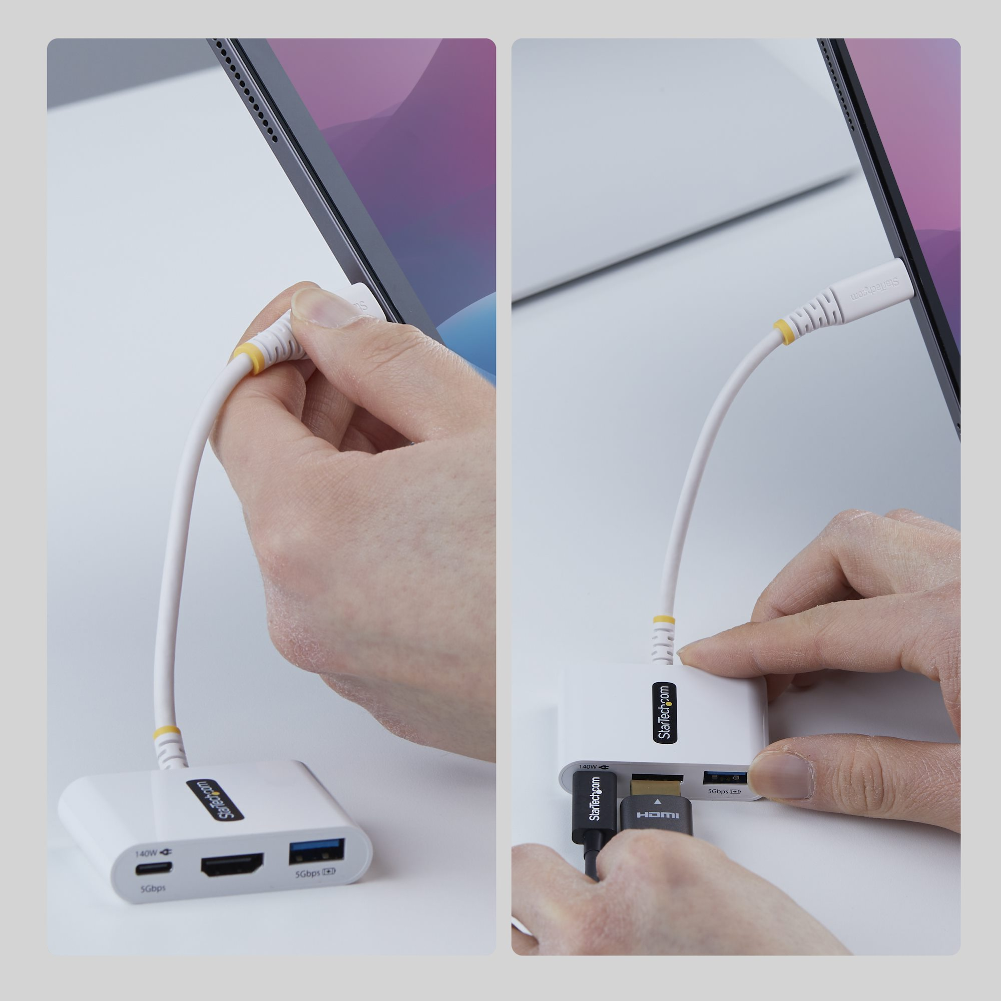 StarTech.com Adattatore Multiporta USB-C a HDMI con Ricarica PD 140W, HDMI 4K 60Hz, Hub USB 5Gbps, Mini Dock per MacBook, Dell, ThinkPad, HP, iPad, Tablet, Nero