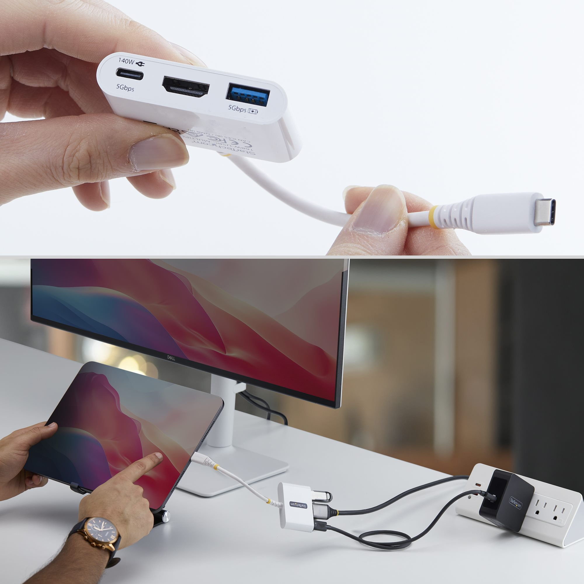 StarTech.com Adattatore Multiporta USB-C a HDMI con Ricarica PD 140W, HDMI 4K 60Hz, Hub USB 5Gbps, Mini Dock per MacBook, Dell, ThinkPad, HP, iPad, Tablet, Nero