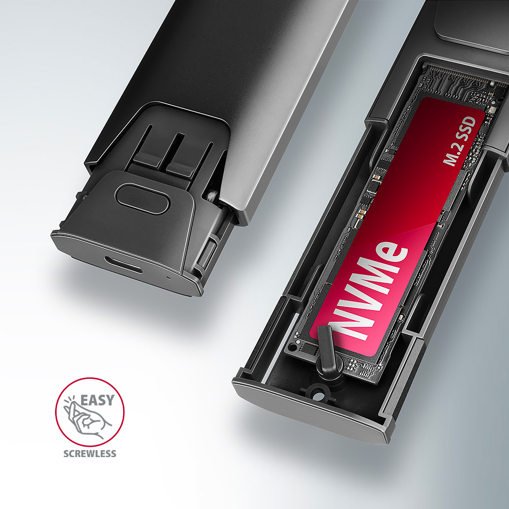 AXAGON EEM2-GTS2 M.2-Gehuse NVMe & SATA USB-C 3.1 10 Gbit/s - dunkelgrau