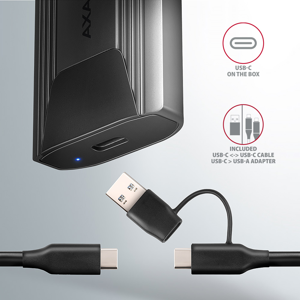AXAGON EEM2-GTS2 M.2-Gehuse NVMe & SATA USB-C 3.1 10 Gbit/s - dunkelgrau