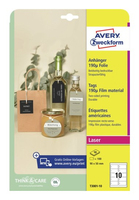 Avery Zweckform T3001-10 Etiketten A4 90 x 50 mm Polyester Wei 100 St. Nicht klebend