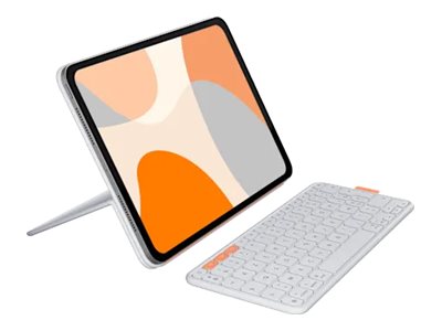Logitech Flip Folio - Tastatur und Folioh�lle - full size - kabellos - Bluetooth 5.1 LE - AZERTY - Franz�sisch - Pale Gray - f�r Apple 10.9-inch iPad Air (5th generation)