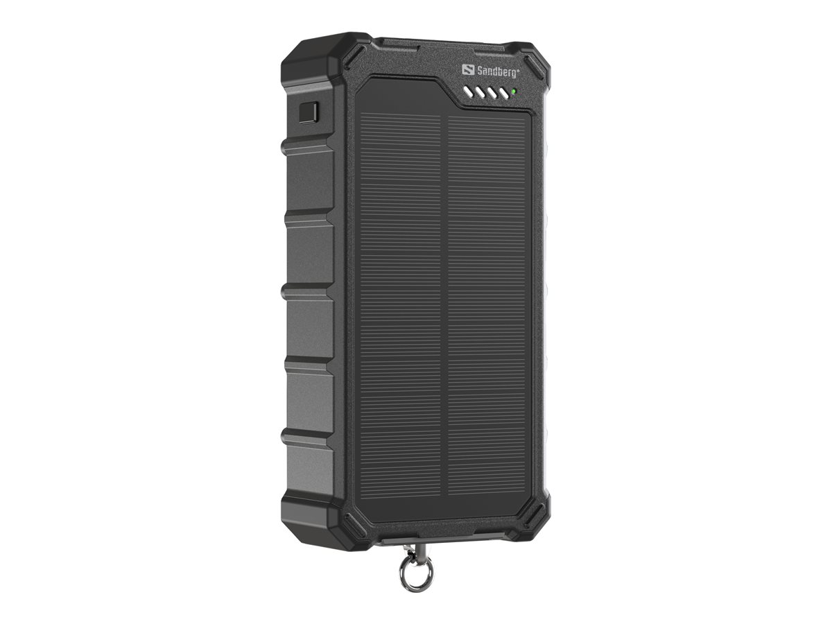 SANDBERG Active CampLED - Solar-Powerbank - 20000 mAh - 74 Wh - 20 Watt - 3 A - PD/PPS - 3 Ausgabeanschlussstellen (2 x USB-C, USB)