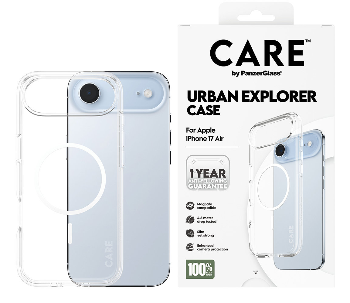 PanzerGlass CARE by � Flagship Case Transparent Urban Explorer w. White MagSafe iPhone 17 Air