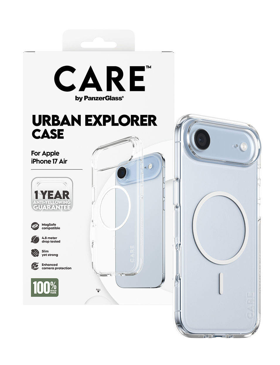 PanzerGlass CARE by � Flagship Case Transparent Urban Explorer w. White MagSafe iPhone 17 Air