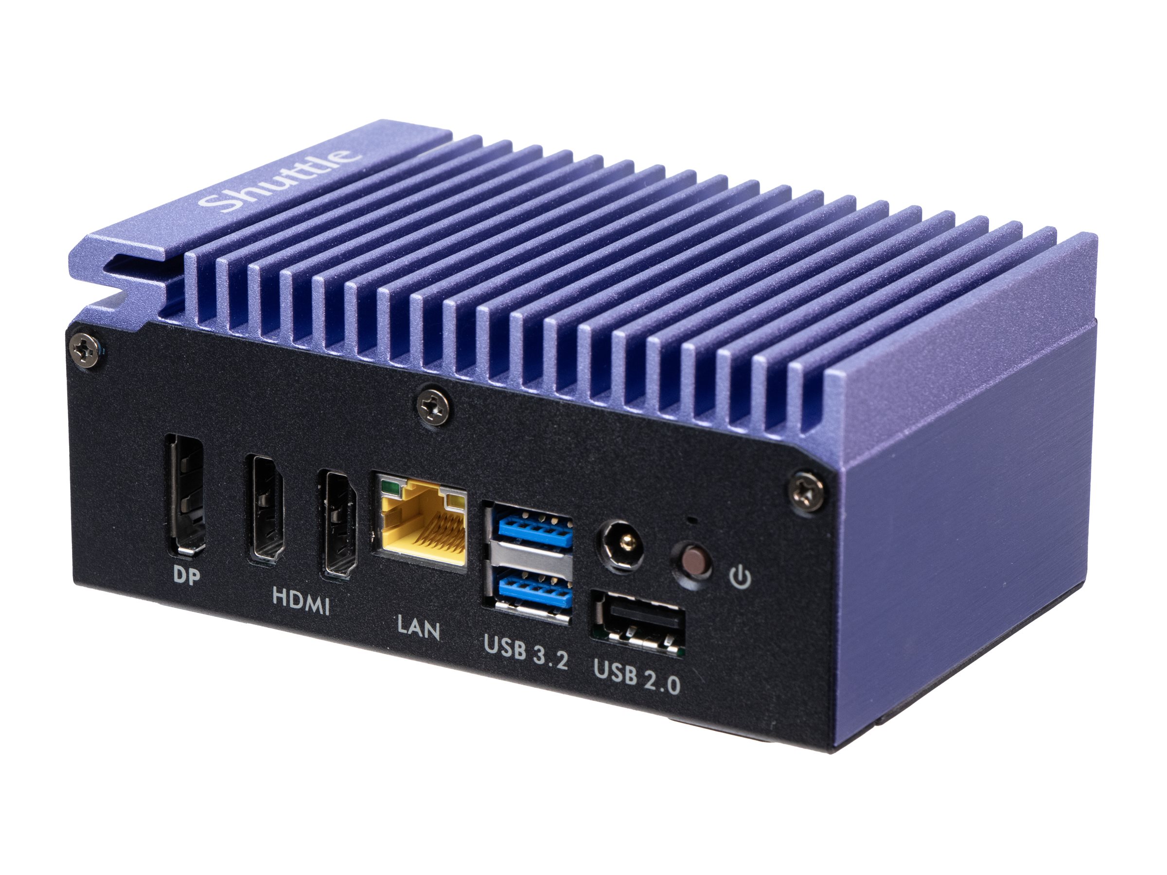Shuttle Edge PC SPCEL12 , Intel Celeron J6412 , 2x HDMI, 1x DP, 2x 2.5G LAN, 1x DDR4, 1x Micro SD card reader, 1x Nano SIM slot, 3x USB, 2x M.2 (SATA), 12-20V, fanless, 24/7, incl. VESA mount