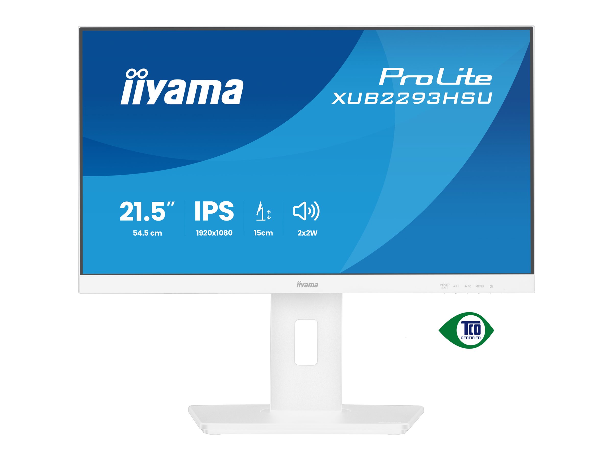 iiyama ProLite 21.5 IPS monitor with a three-side borderless design, integrated USB hub, 100Hz refresh rate and height-adjustable stand