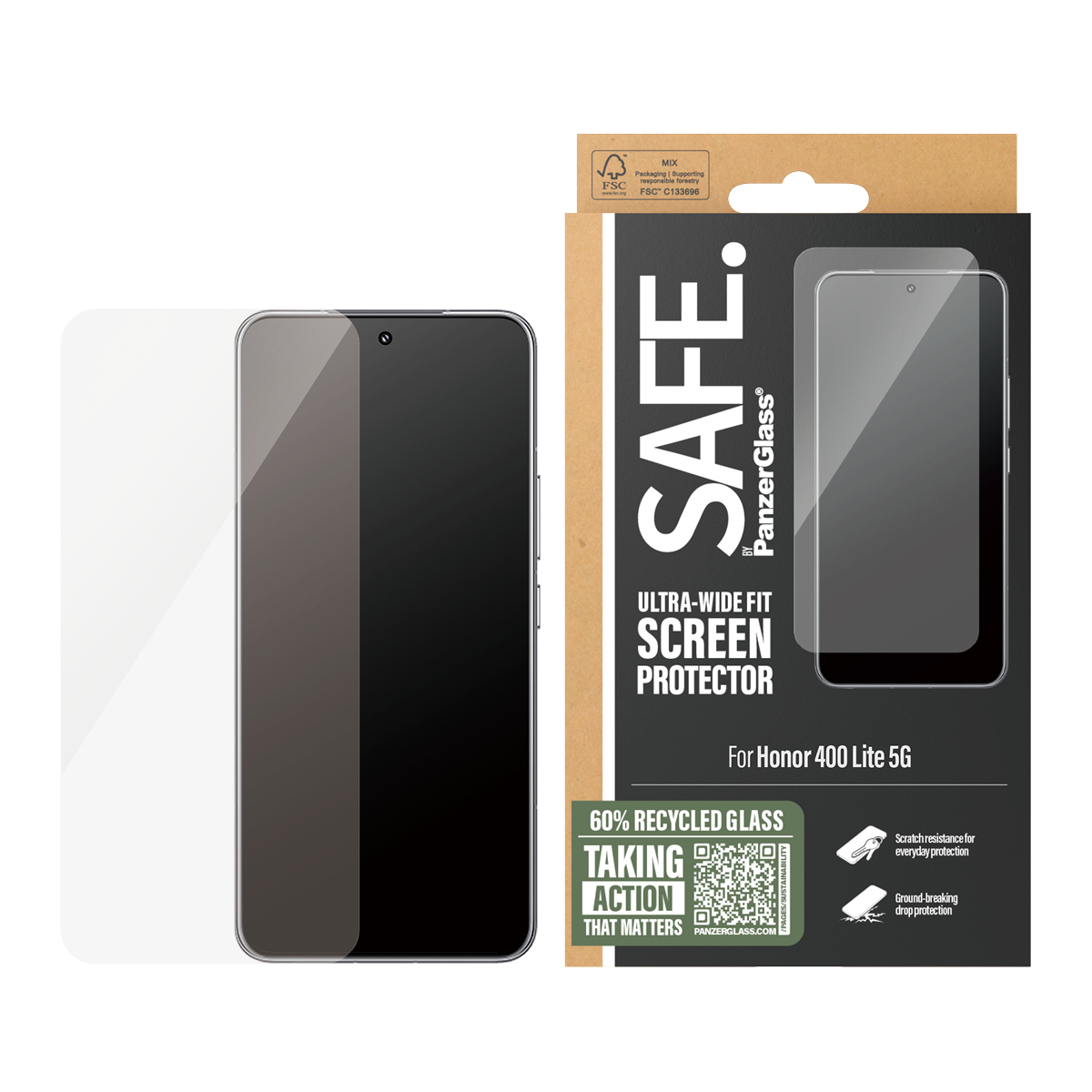 PanzerGlass SAFE. Screen Protector w. black Frame Honor 400 Lite 5G
