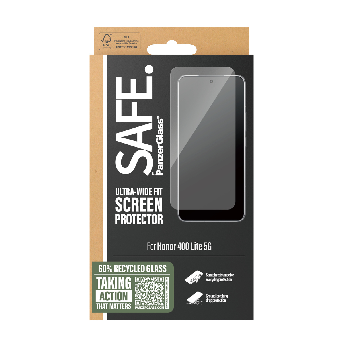 PanzerGlass SAFE. Screen Protector w. black Frame Honor 400 Lite 5G