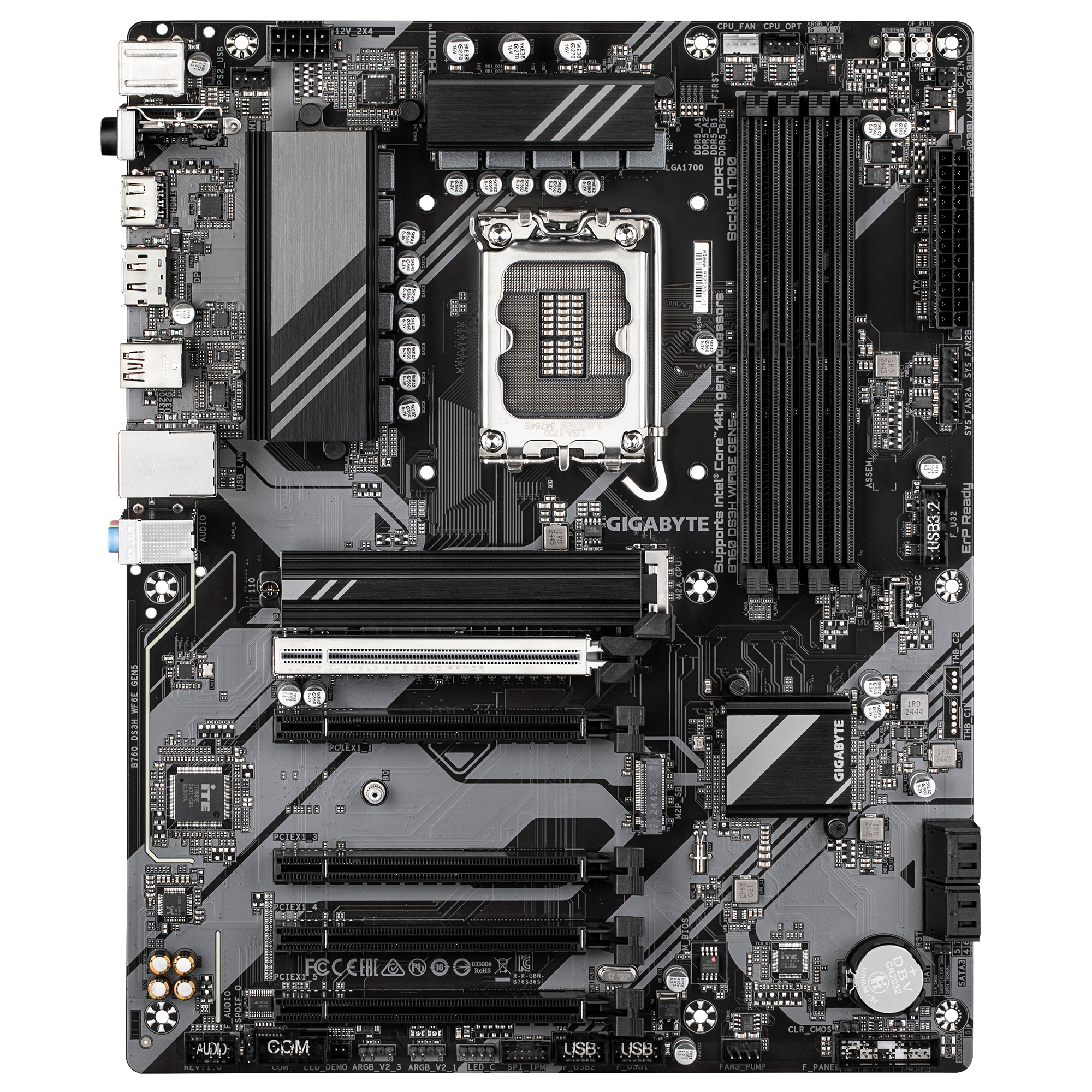 Gigabyte B760 DS3H WIFI6E GEN5 - Motherboard - ATX - LGA1700-Sockel - B760 Chipsatz - USB-C 3.2 Gen 2x2, USB-C 3.2 Gen 1, USB 3.2 Gen 2, USB 3.2 Gen 1 - 2.5 Gigabit LAN, Wi-Fi 6E, Bluetooth - Onboard-Grafik (CPU erforderlich)