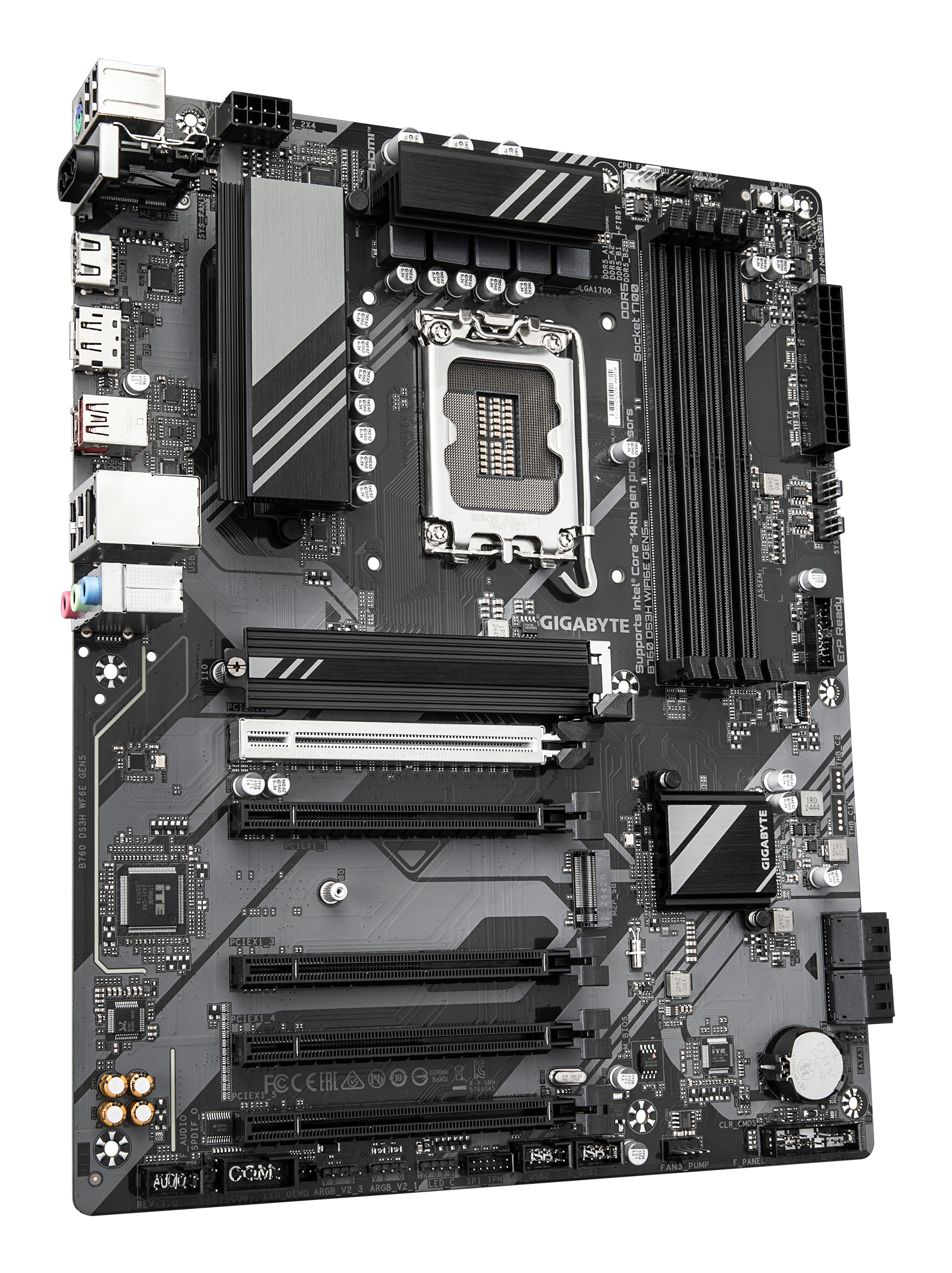 Gigabyte B760 DS3H WIFI6E GEN5 - Motherboard - ATX - LGA1700-Sockel - B760 Chipsatz - USB-C 3.2 Gen 2x2, USB-C 3.2 Gen 1, USB 3.2 Gen 2, USB 3.2 Gen 1 - 2.5 Gigabit LAN, Wi-Fi 6E, Bluetooth - Onboard-Grafik (CPU erforderlich)