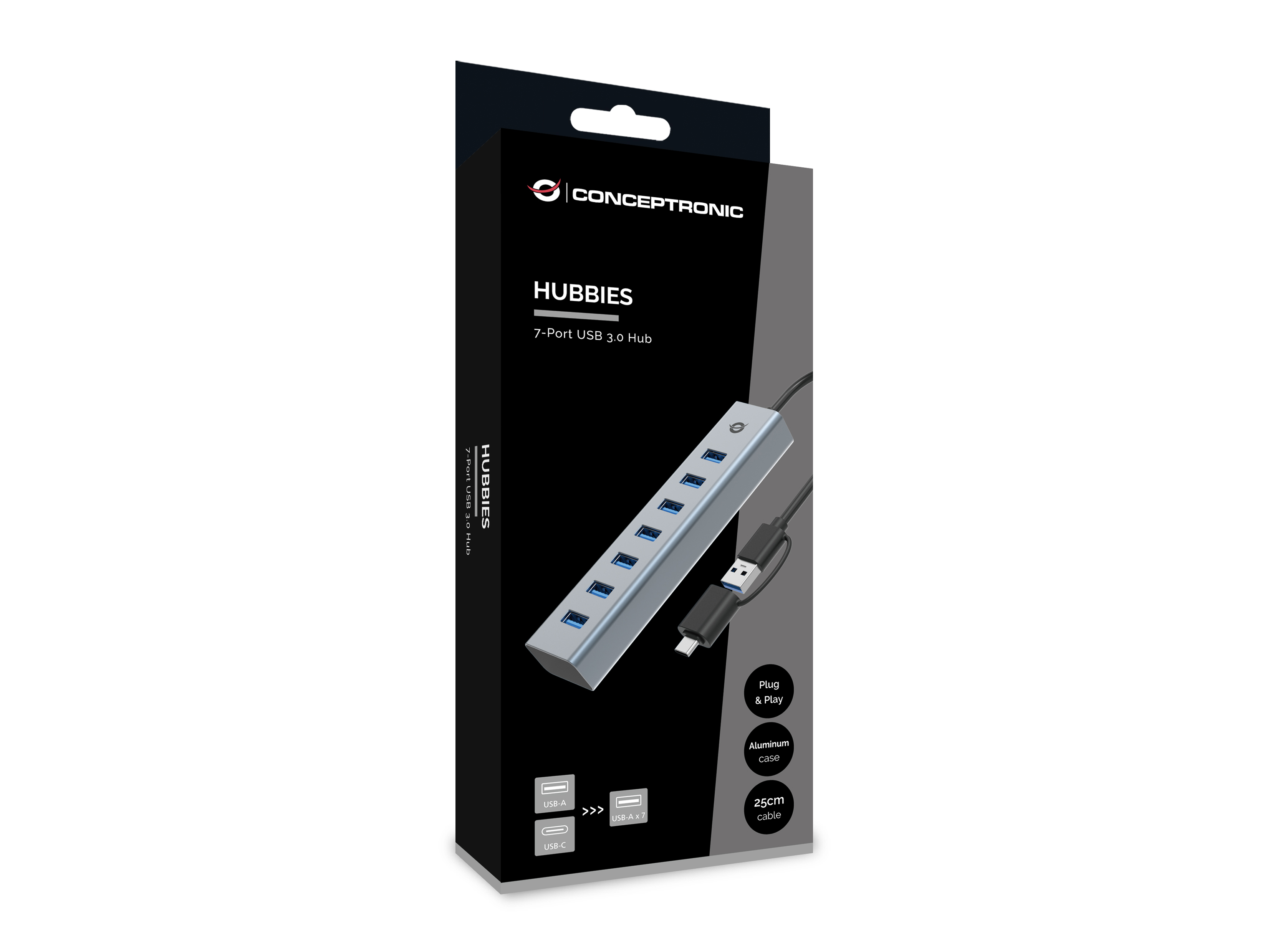 Conceptronic HUBBIES21G 7-Port USB 3.0 Hub, 5Gbps, USB-A x 7