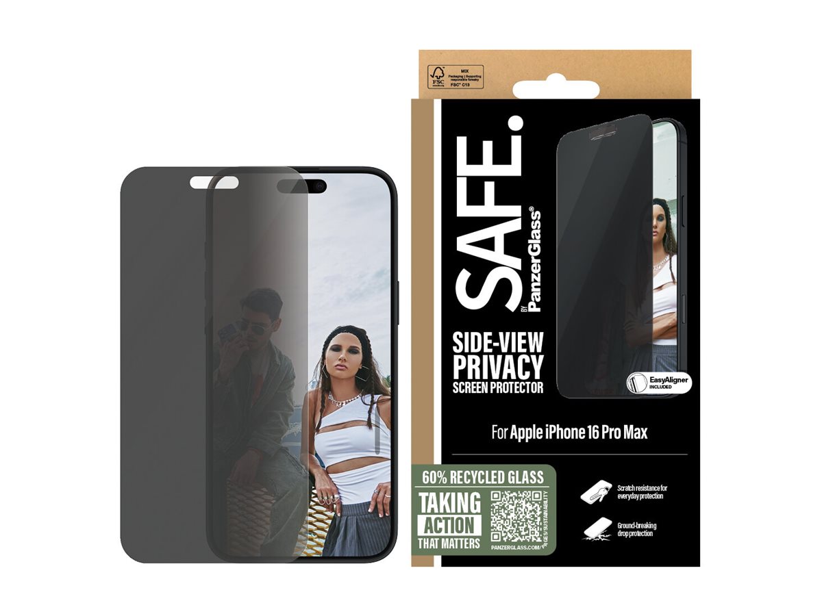PanzerGlass SAFE. by � 2-Way Privacy Screen Protector iPhone 16 Pro Max | Ultra-Wide Fit Pellicola proteggischermo trasparente Apple 1 pz