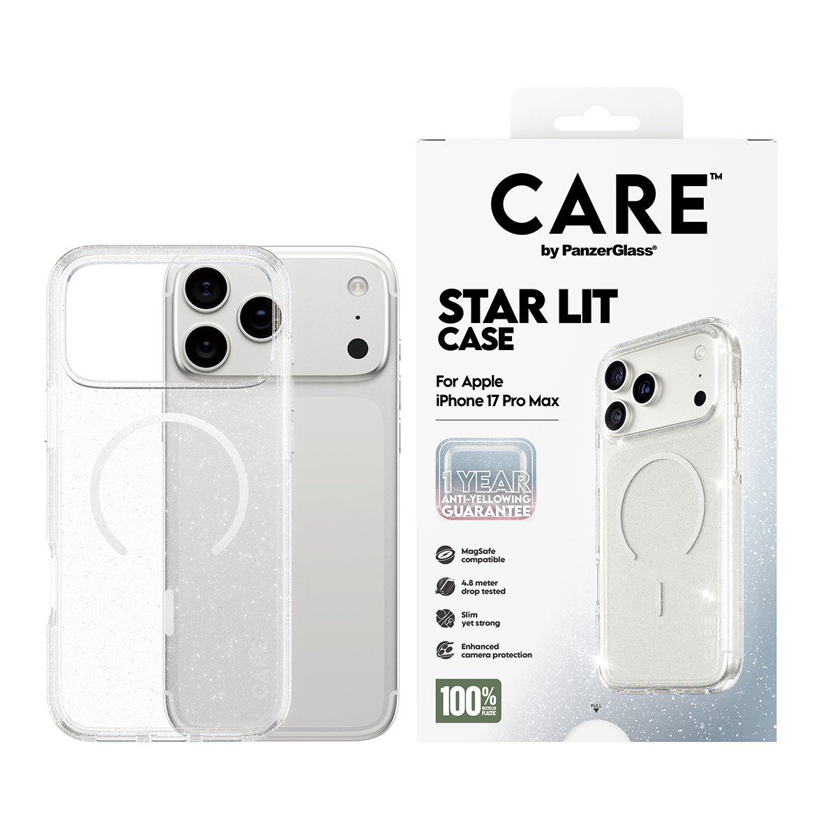 PanzerGlass CARE by � Flagship Case Urban Explorer Star Lit w. White MagSafe iPhone 17 Pro Max coque de protection pour t�l�phones portables Housse Transparent