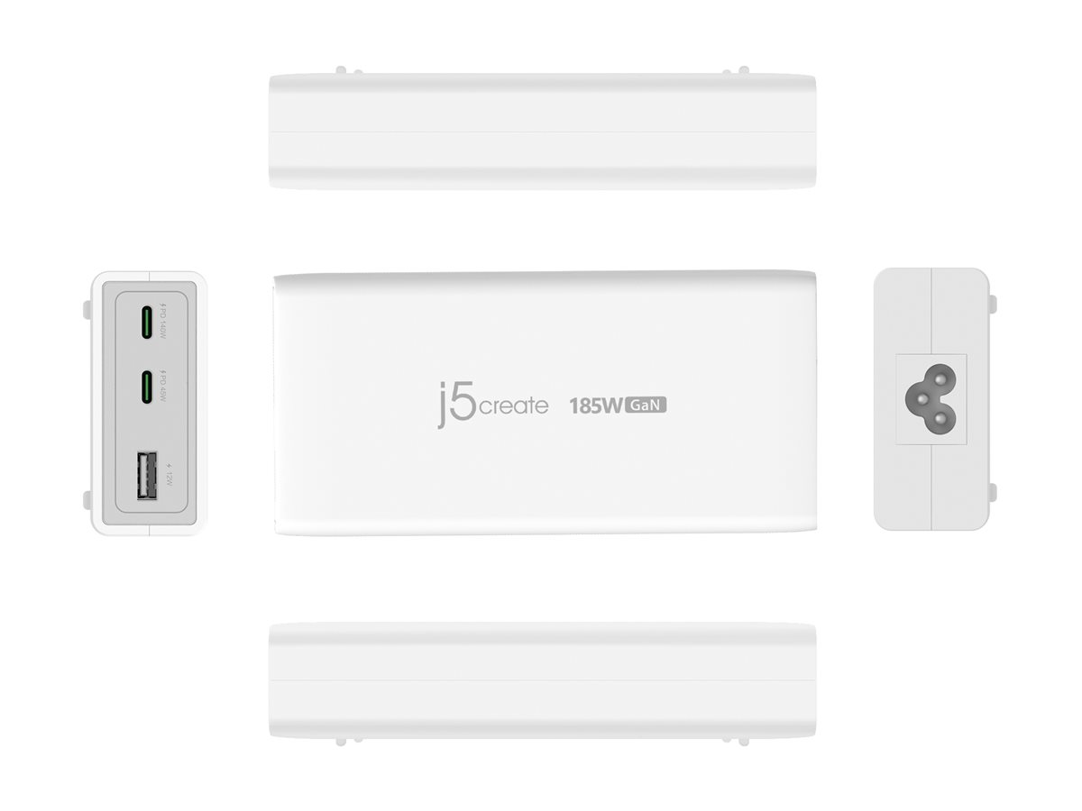 j5create JUP37185W-EN cargador de dispositivo m�vil Universal Blanco Corriente alterna Carga r�pida Interior