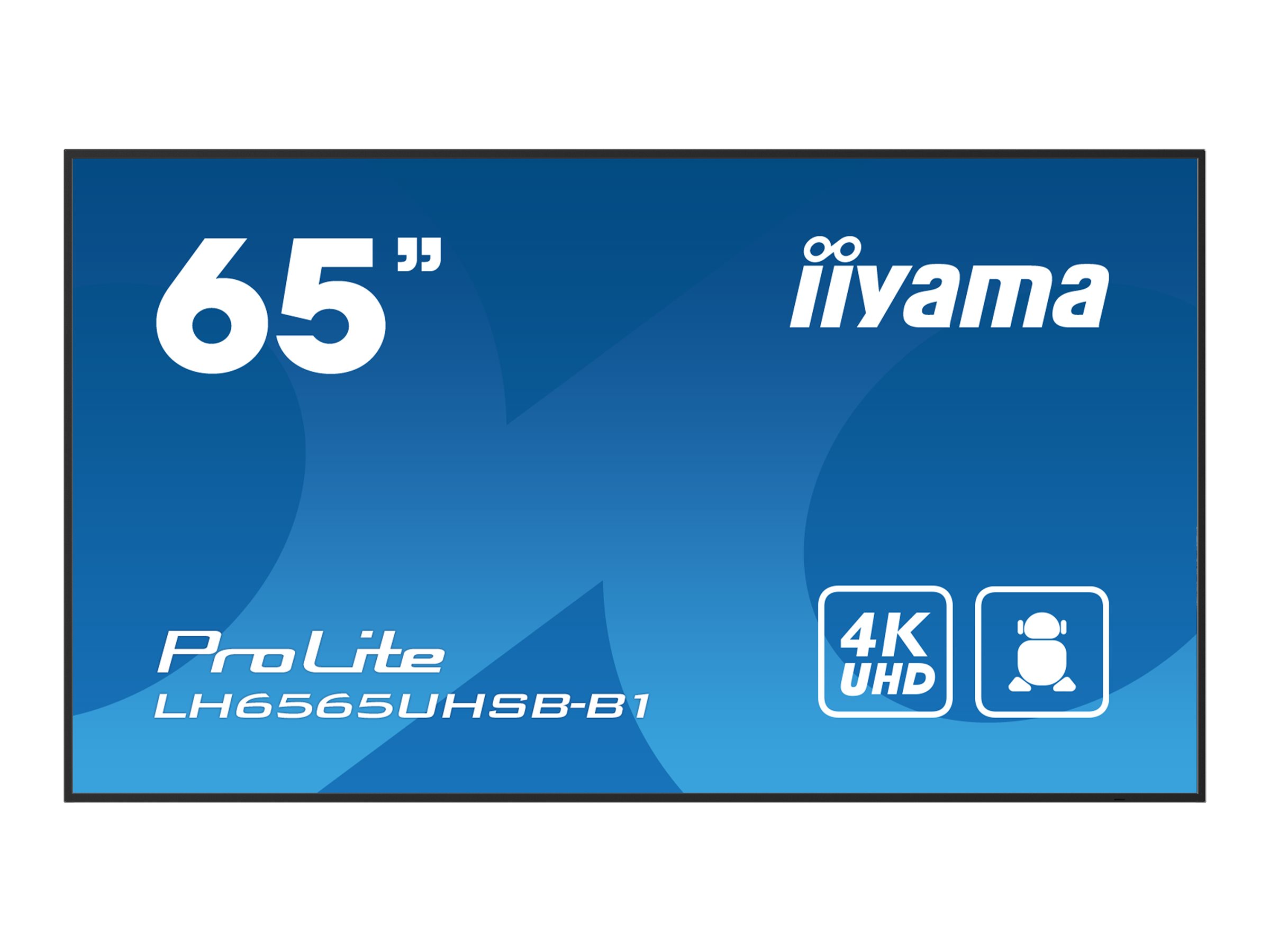 iiyama LH6565UHSB-B1 Signage Display Kiosk design 163.8 cm (64.5) LED Wi-Fi 800 cd/m� 4K Ultra HD Black Built-in processor Android 11 24/7