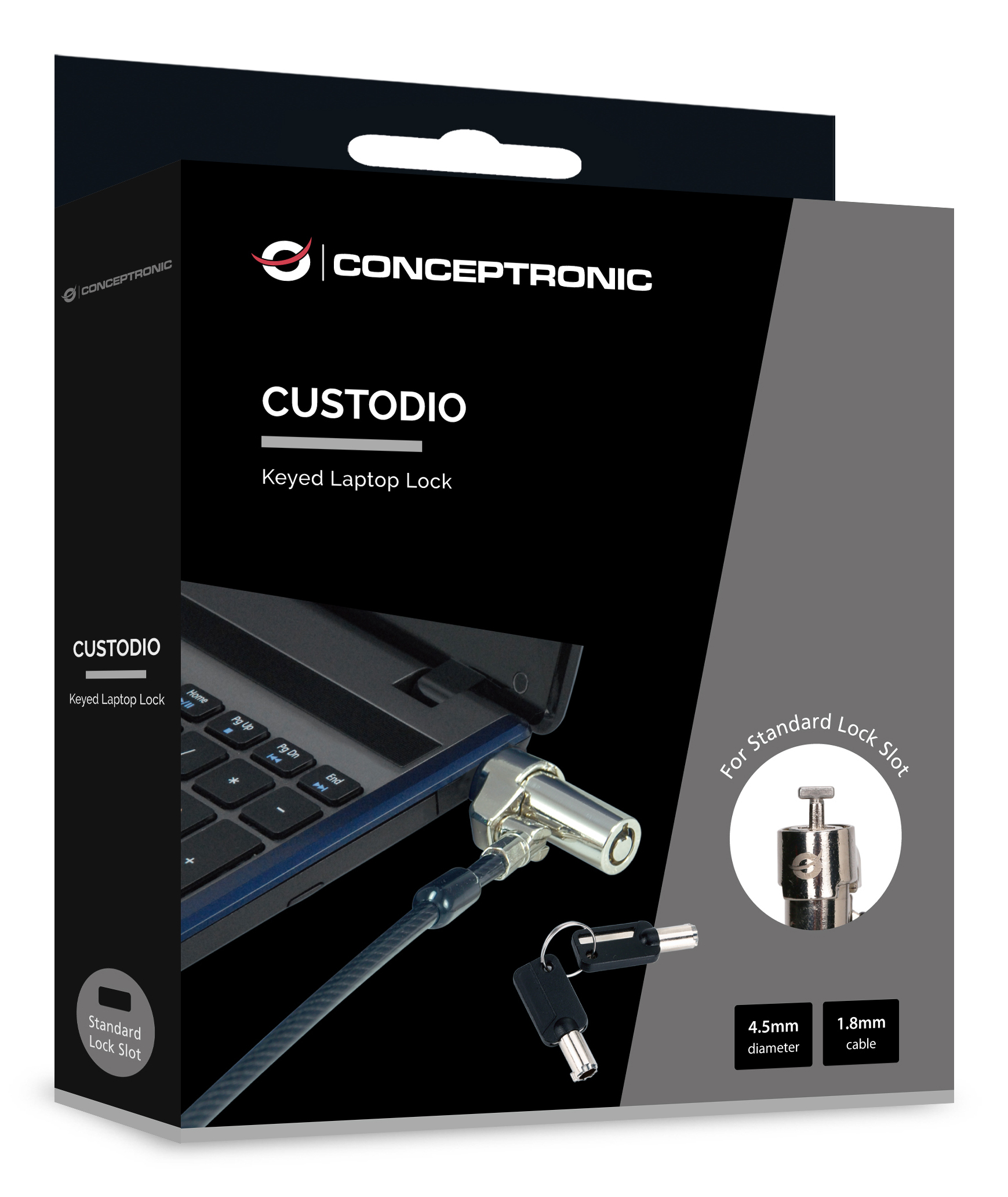 Conceptronic CUSTODIO02BSM cavo di sicurezza Nero 1,8 m