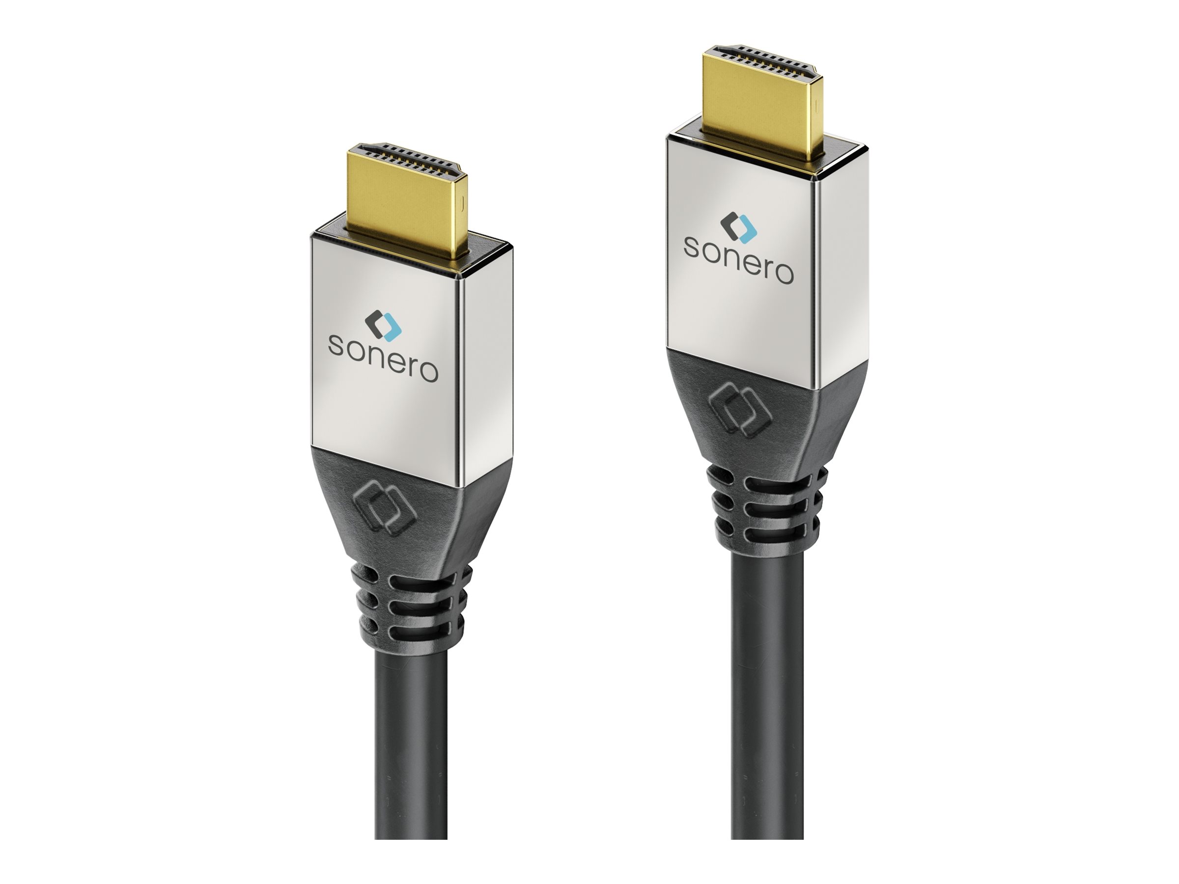 Sonero Premium - Hohe Geschwindigkeit - HDMI-Kabel mit Ethernet - HDMI mnnlich zu HDMI mnnlich - 10 m - Dreifachisolierung - Schwarz - rund, 2K-Untersttzung, 2160p Untersttzung 60Hz (HDMI)