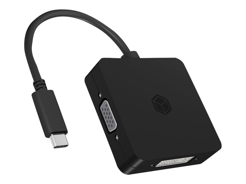 ICY BOX IB-DK1104-C 0,15 m USB tipo-C DVI + VGA + DisplayPort + HDMI Nero