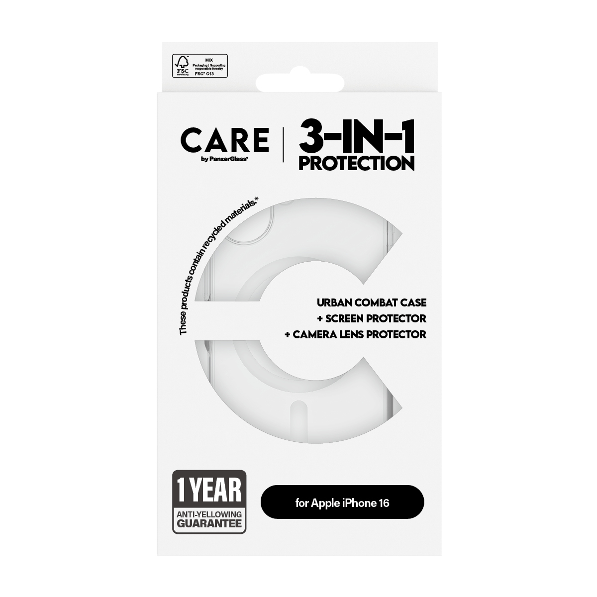 PanzerGlass � | CARE by � 3-in-1 Bundle iPhone 16 Protector de pantalla Apple 1 pieza(s)