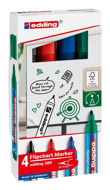 EDDING 380 Flipchart-Marker farbsortiert 1.5 - 3.0 mm 4 St.