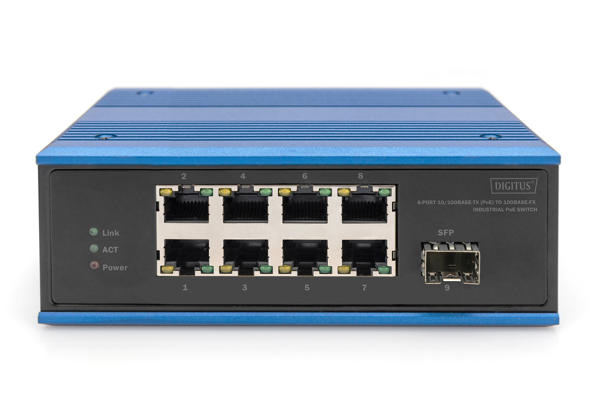 Digitus Conmutador Industrial PoE de 8 puertos 10/100Base-TX(PoE) a 100Base-FX