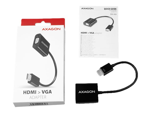 Axagon RVH-VGN video cable adapter 0.17 m HDMI Type A (Standard) VGA (D-Sub) Black