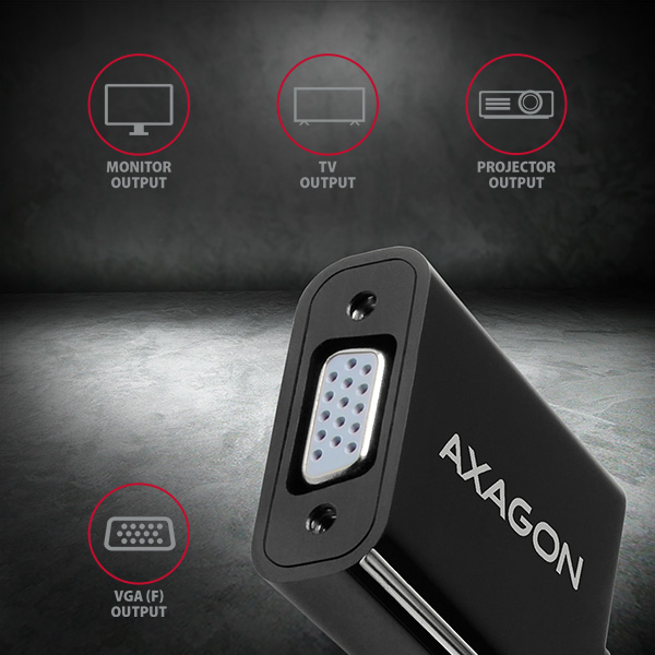 Axagon RVH-VGN video cable adapter 0.17 m HDMI Type A (Standard) VGA (D-Sub) Black