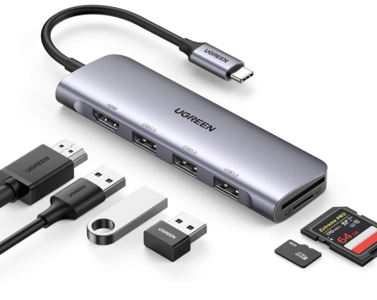 Ugreen 20956A hub di interfaccia USB tipo-C 5000 Mbit/s Argento