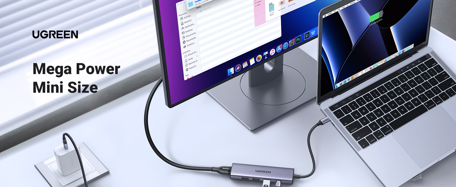 Ugreen 20956A hub di interfaccia USB tipo-C 5000 Mbit/s Argento